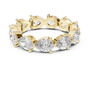 full eternity band features a unique, horizontal arrangement of Pear-cut diamonds