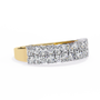 half-eternity band features a curated sequence of Radiant and Round-cut diamonds