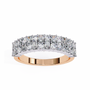 half-eternity band features a curated sequence of Radiant and Round-cut diamonds