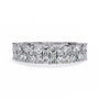 half-eternity band features a curated sequence of Radiant and Round-cut diamonds