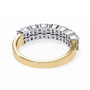 half-eternity band features a curated sequence of Radiant and Round-cut diamonds