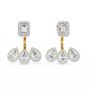 Pair of diamond earrings with gold and silver accents on a white background