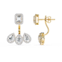 Gold and diamond earrings on a white background