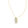 Gold necklace with a geometric pendant on a white background