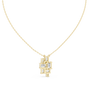 Gold necklace with a geometric pendant on a white background