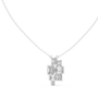 Diamond necklace with a cluster of rectangular and baguette-shaped diamonds on a white background