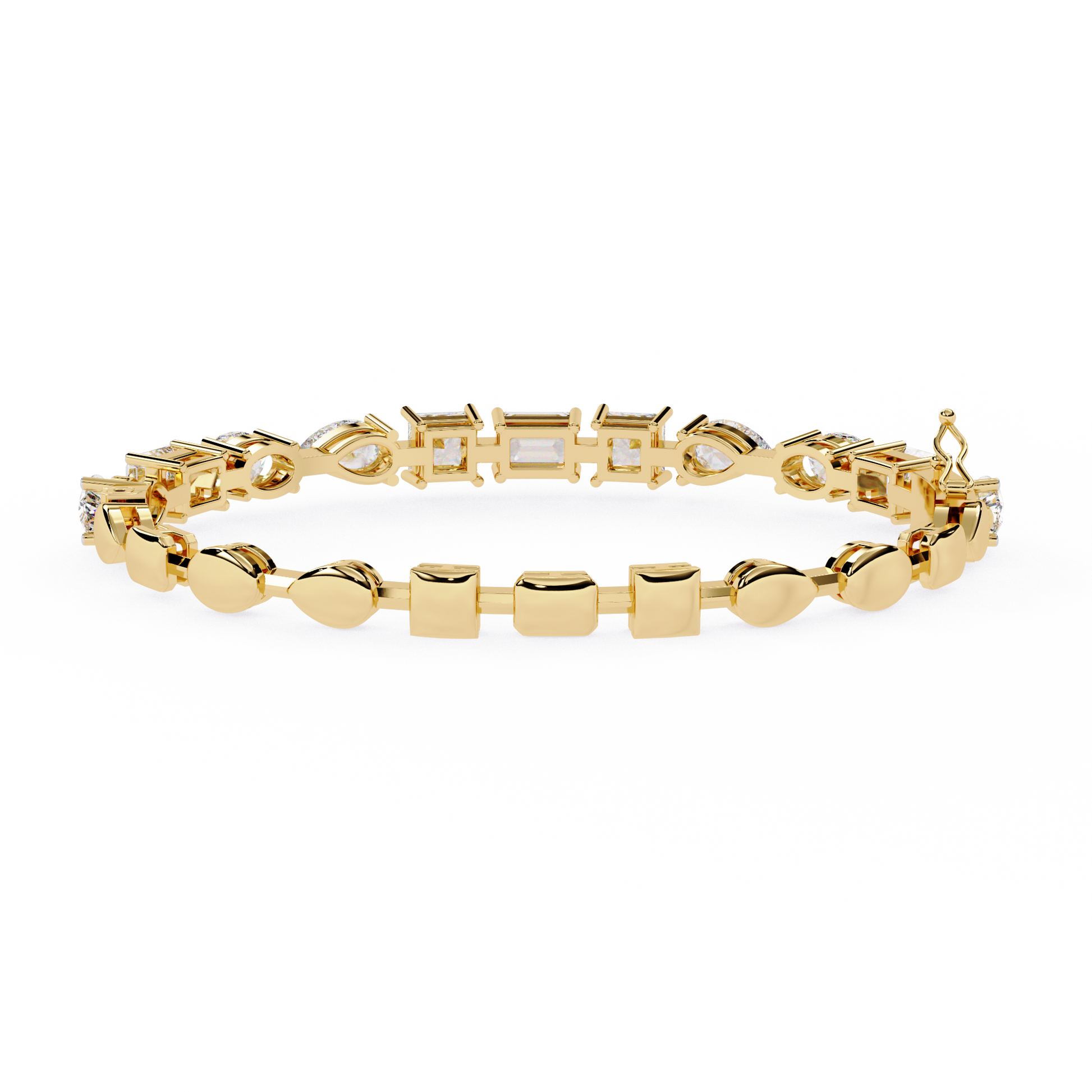 Gold and silver bracelet with diamonds on a white background
