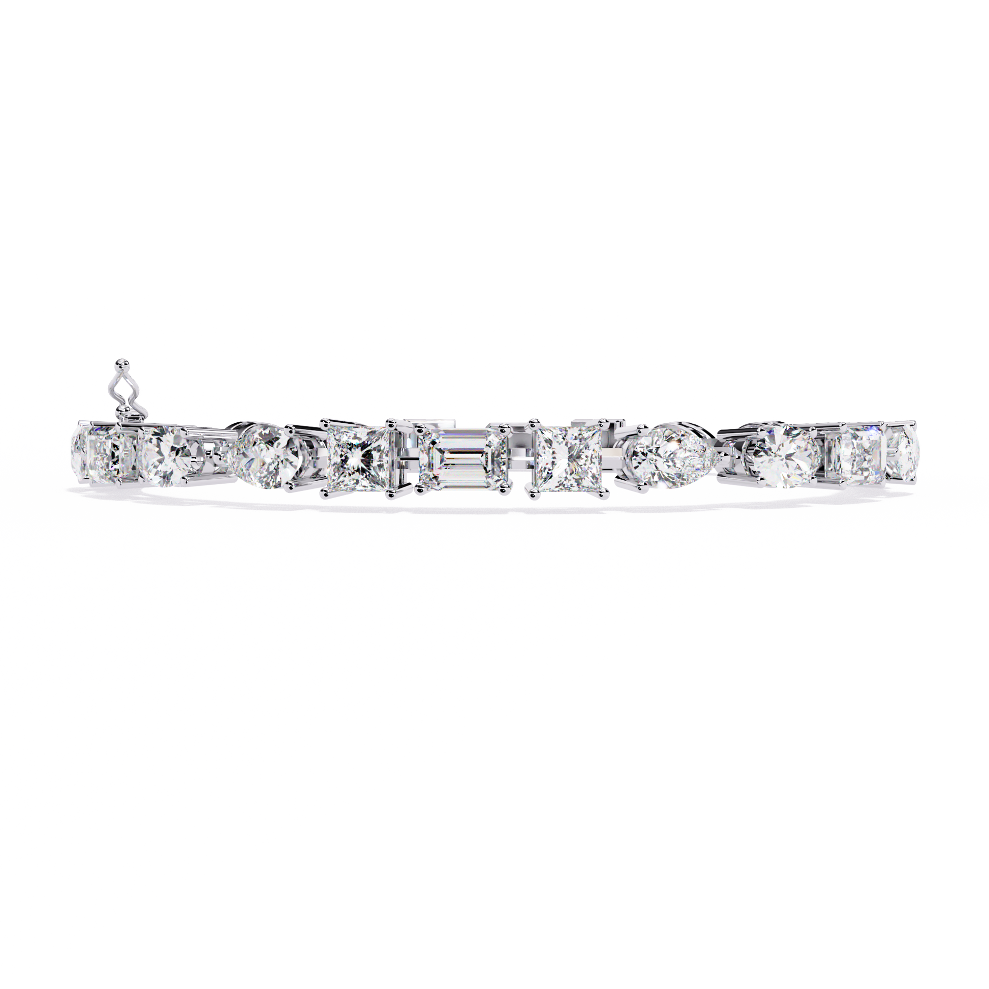 Gold and silver bracelet with diamonds on a white background