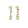 Gold earrings with diamonds on a white background