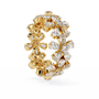 full eternity band features Pear and Round diamonds meticulously arranged into a continuous sequence of shimmering flowers