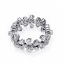 full eternity band features Pear and Round diamonds meticulously arranged into a continuous sequence of shimmering flowers