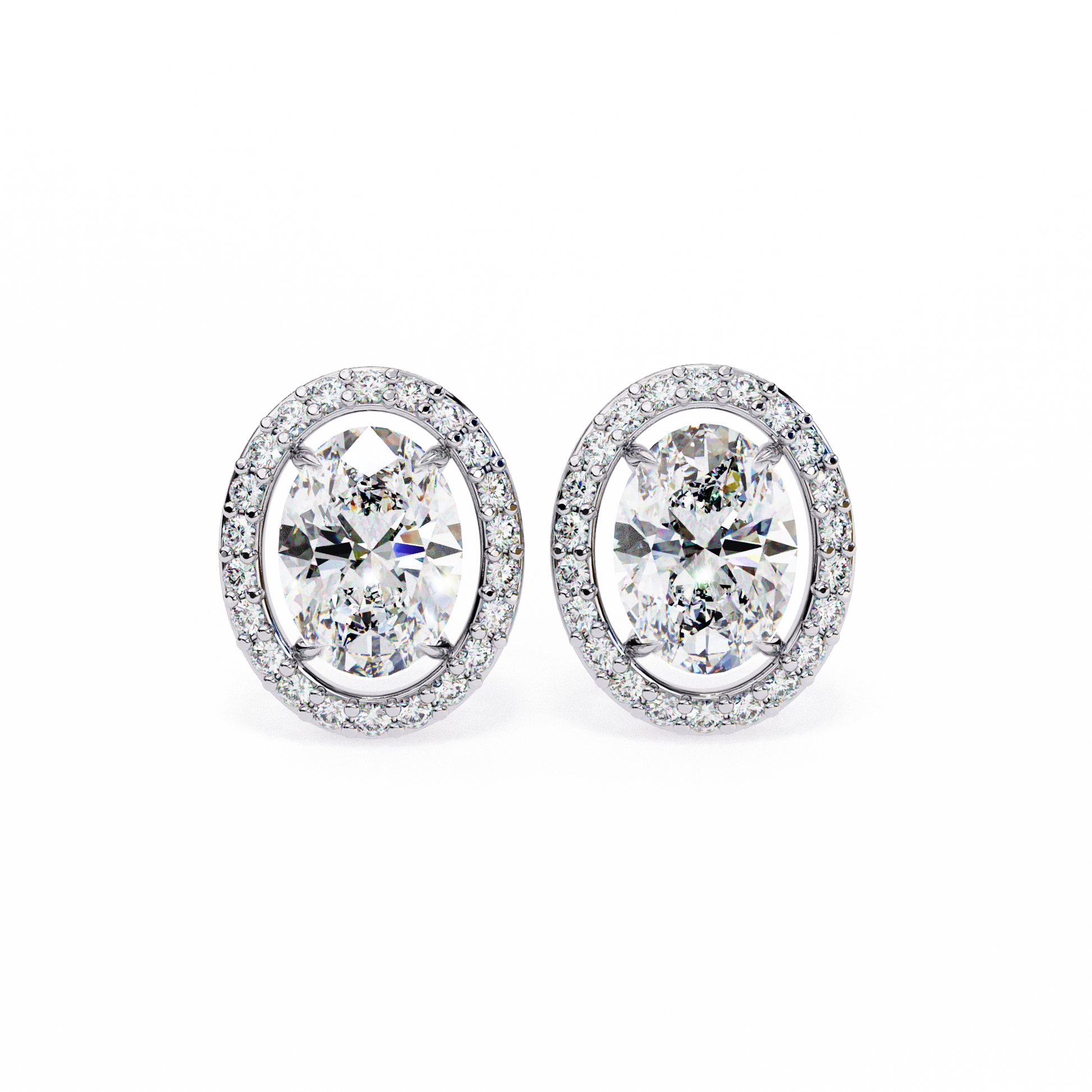 Pair of diamond earrings on a white background