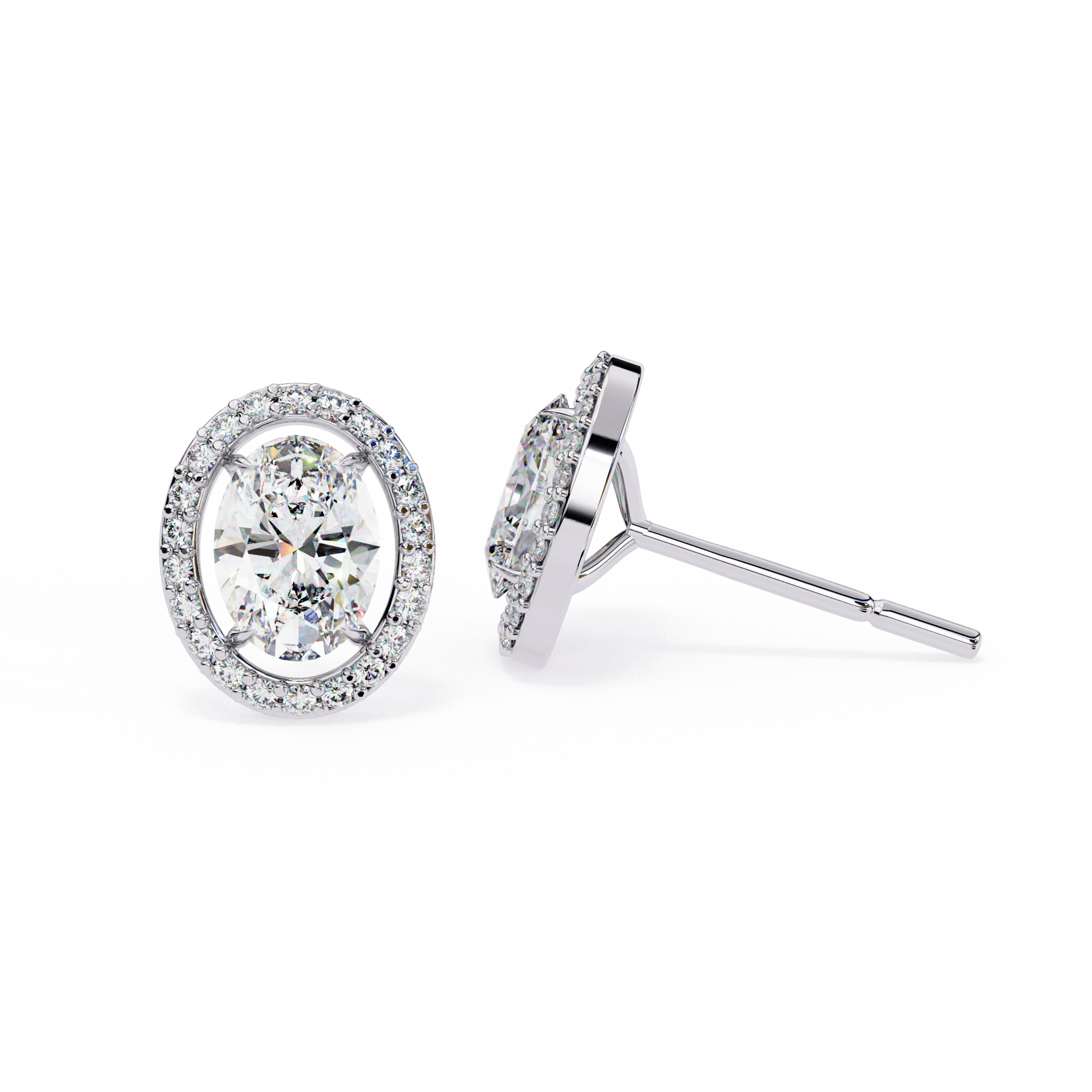 Diamond stud earrings on a white background