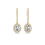 Gold earrings with diamonds on a white background