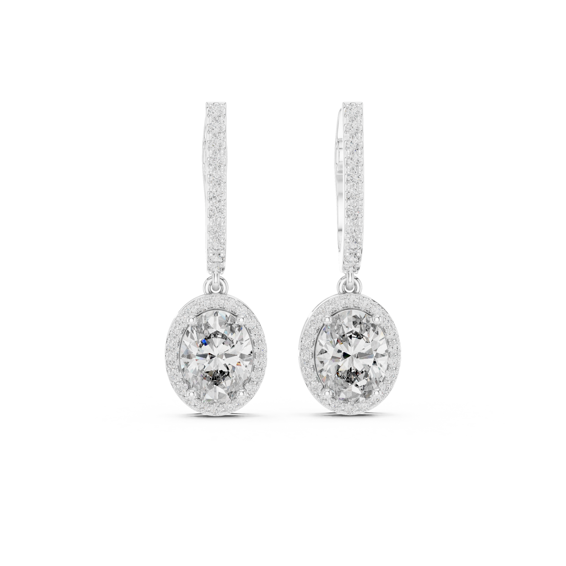 Diamond earrings on a white background
