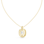 pendant features a magnificent Oval-cut diamond suspended within a delicate open-frame halo of round accent stones