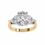 ring showcases a commanding Oval centre flanked by an elite arrangement of Round and Marquise-cut diamonds