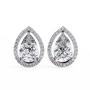 Teardrop-shaped diamond earrings on a white background