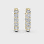 Gold hoop earrings with diamonds on a white background