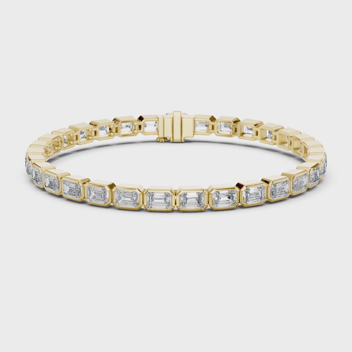 Gold bracelet with diamond accents on a white background