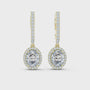 Gold earrings with diamonds on a white background