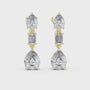 Gold and diamond earrings on a white background