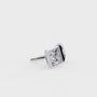Pair of diamond stud earrings with gold prongs on a white background
