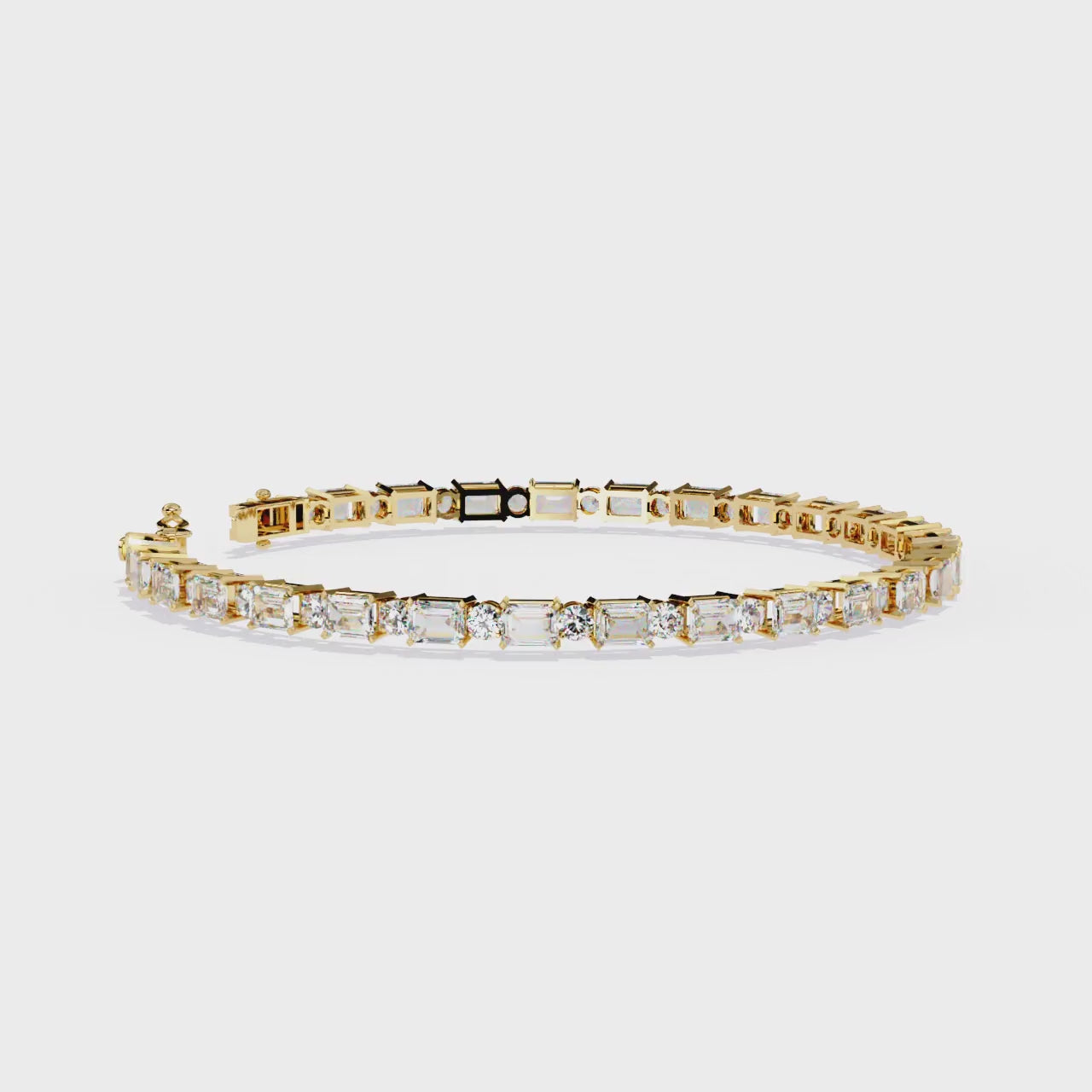 Gold bracelet with diamonds on a white background