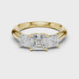 Asscher cut diamond ring flanked by two princess diamonds