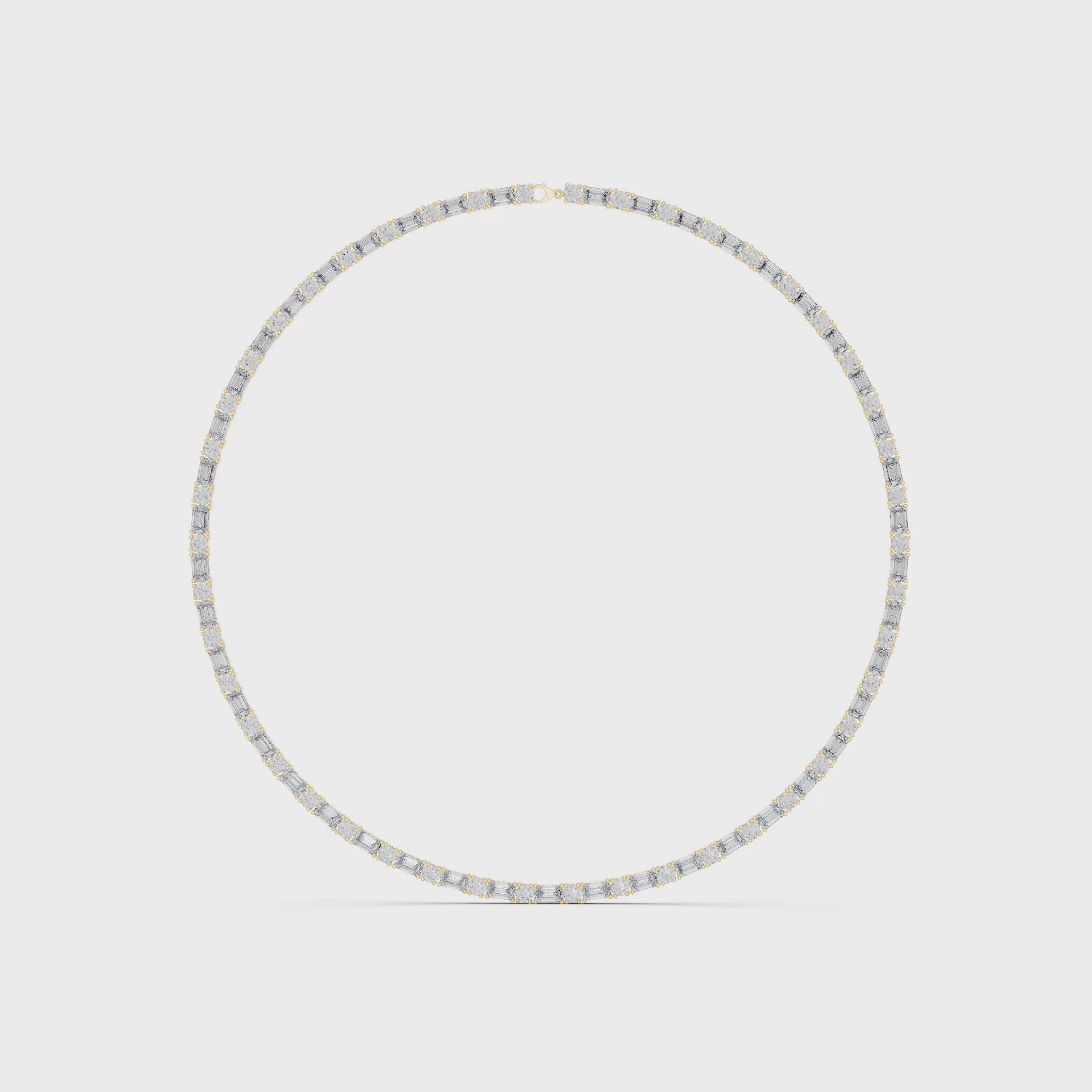 Gold necklace with diamonds on a white background