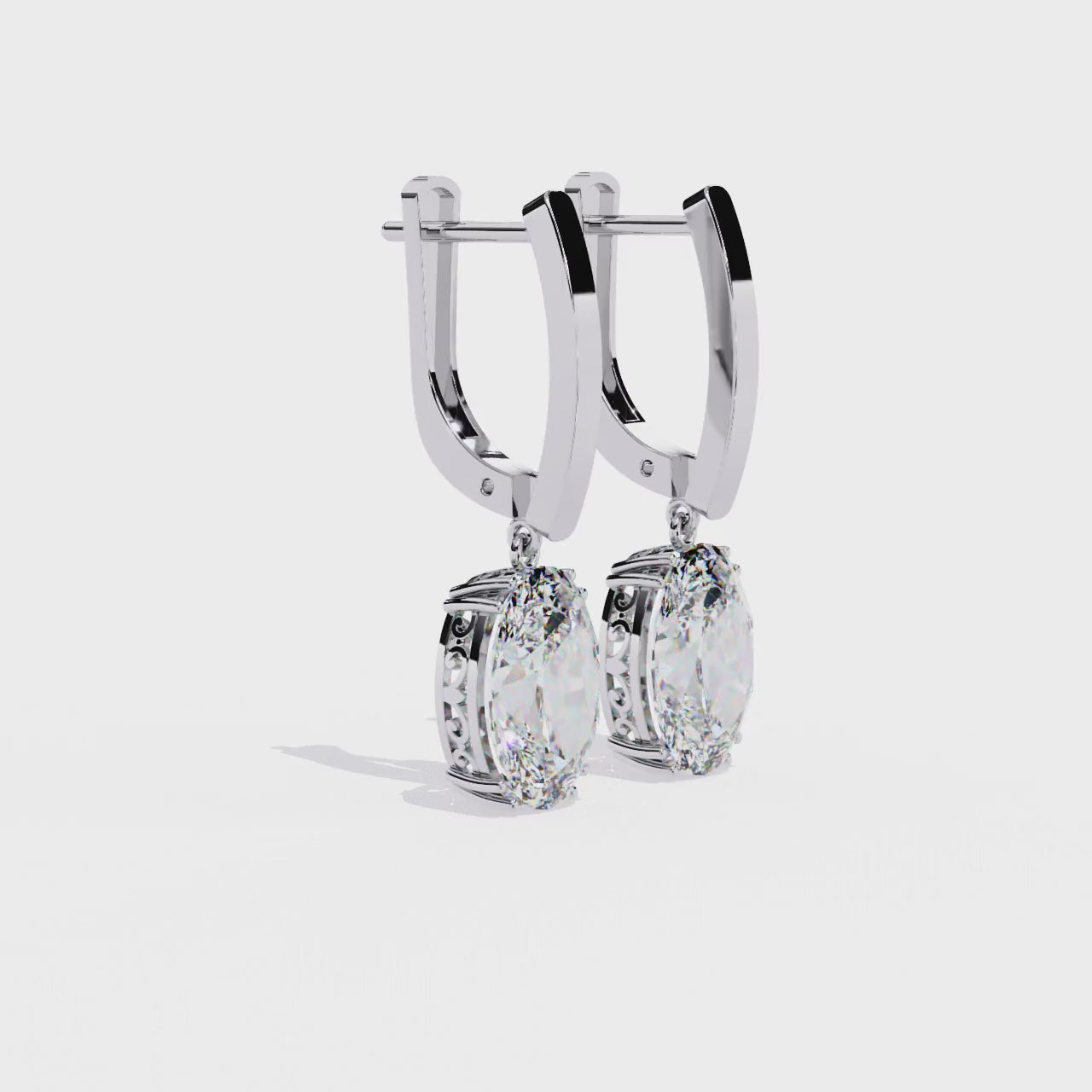 Earrings with diamonds on a white background