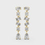 Gold and diamond earrings on a white background