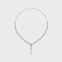 Gold necklace with diamond pendant on a white background