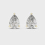 Pair of pear-shaped diamond earrings on a white background