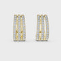 Gold hoop earrings with diamond accents on a white background