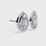 Teardrop-shaped diamond earrings with gold and clear gemstones on a white background