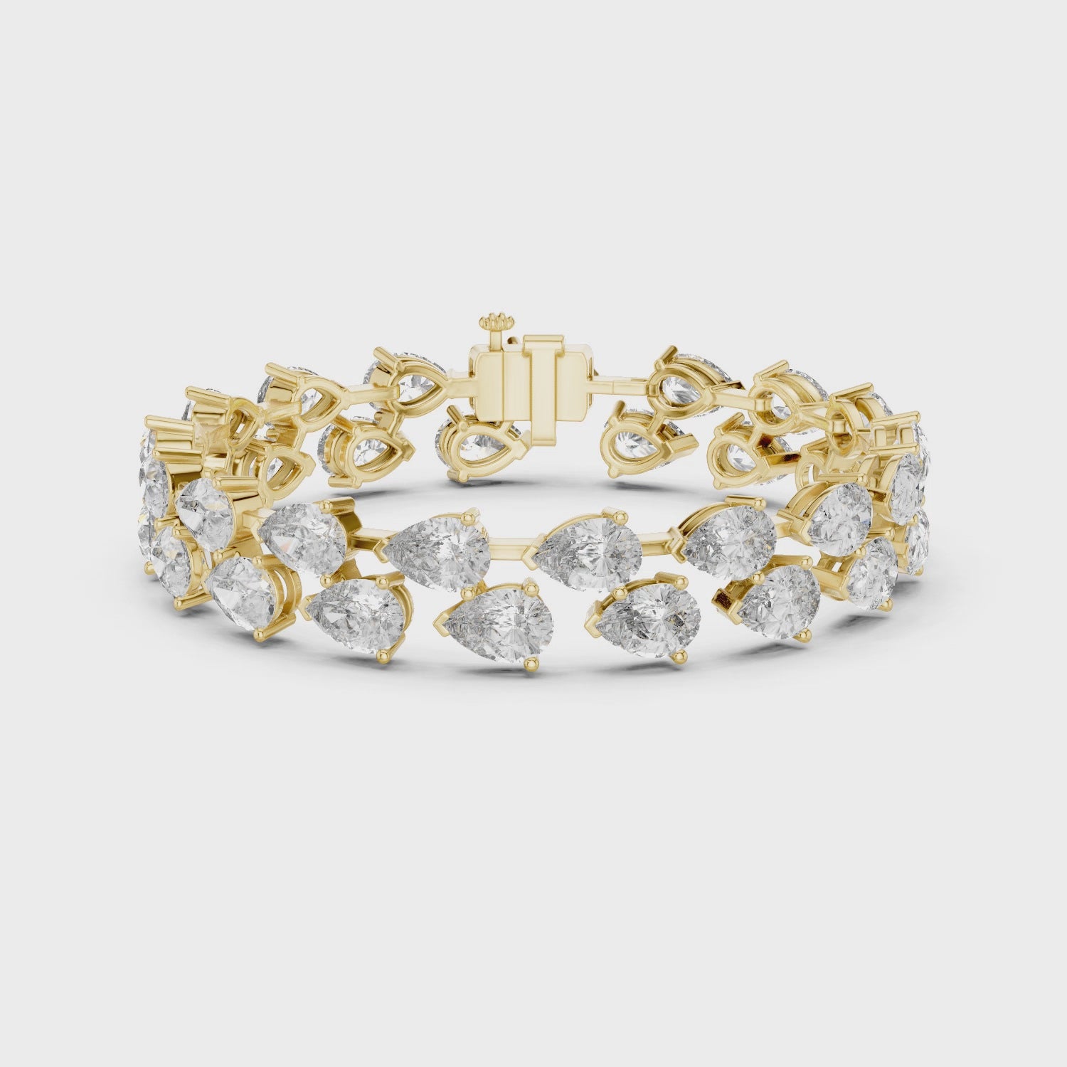 Gold bracelet with diamonds on a white background