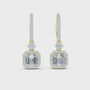 Gold and diamond earrings on a white background