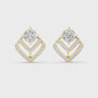 Gold earrings with diamonds on a white background