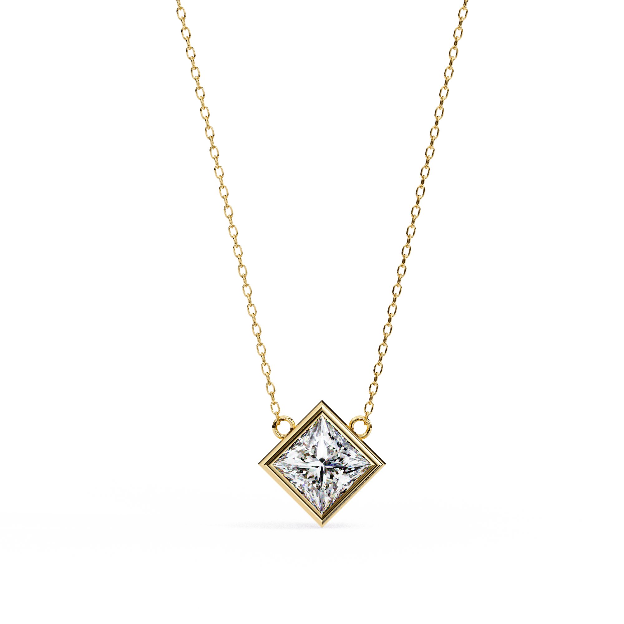 Princess-cut diamond encased in a sleek 18K Gold bezel