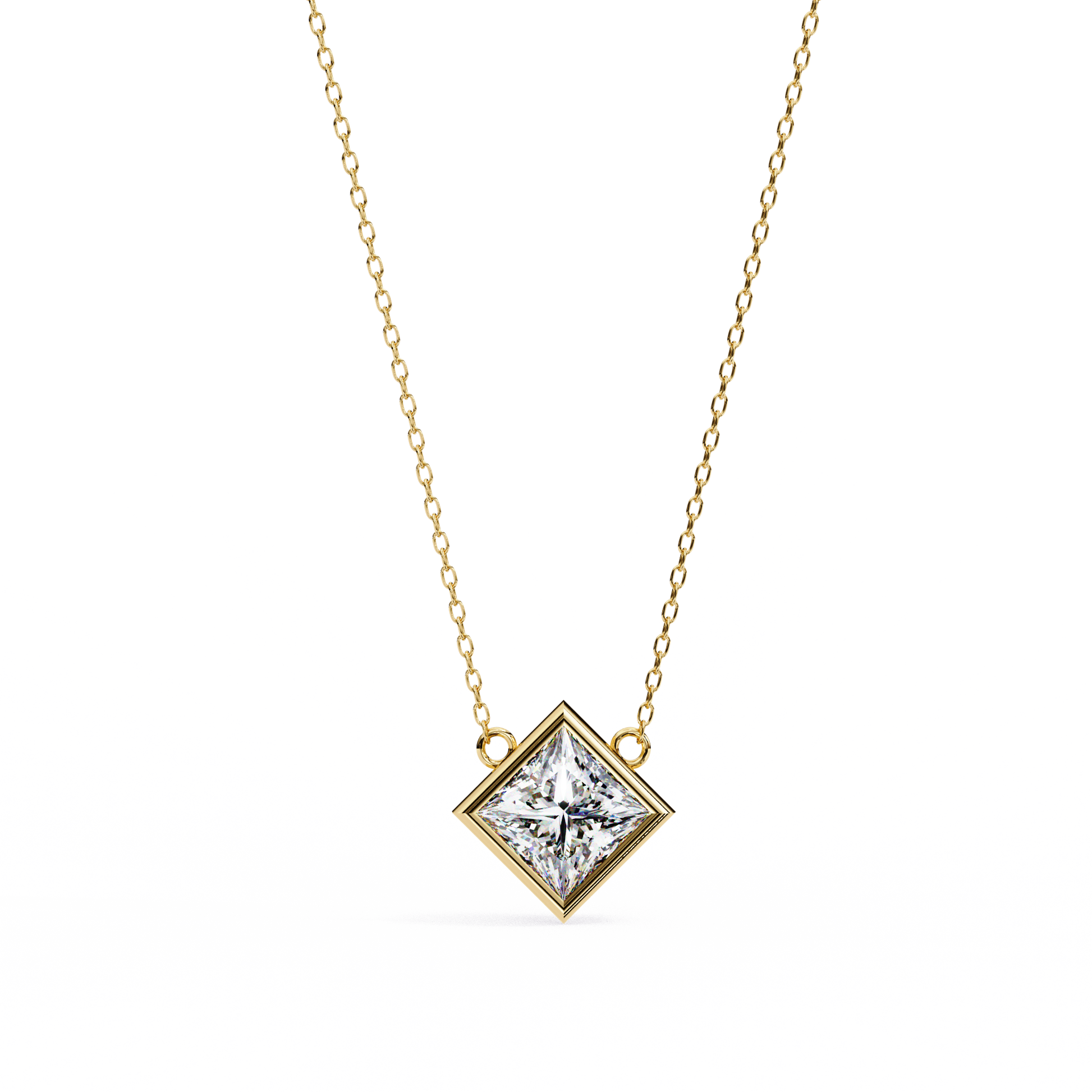 Princess-cut diamond encased in a sleek 18K Gold bezel