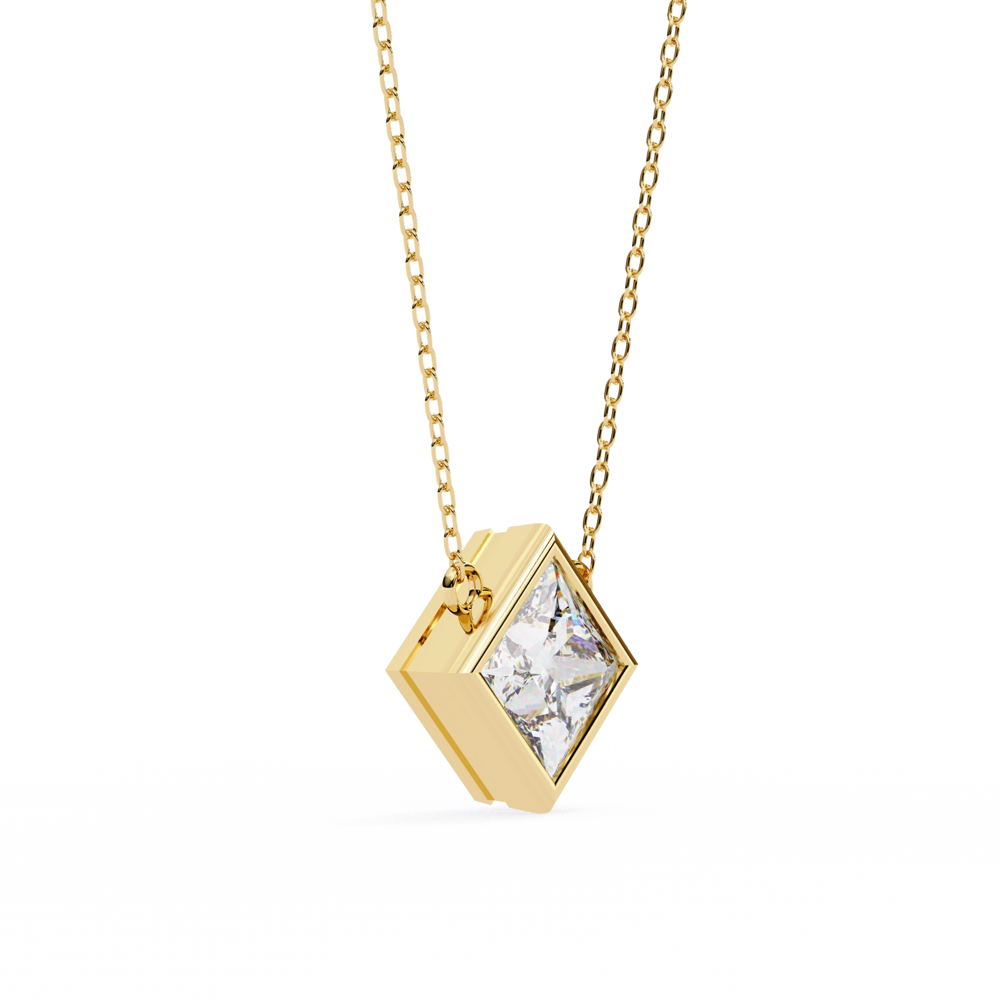 Princess-cut diamond encased in a sleek 18K Gold bezel