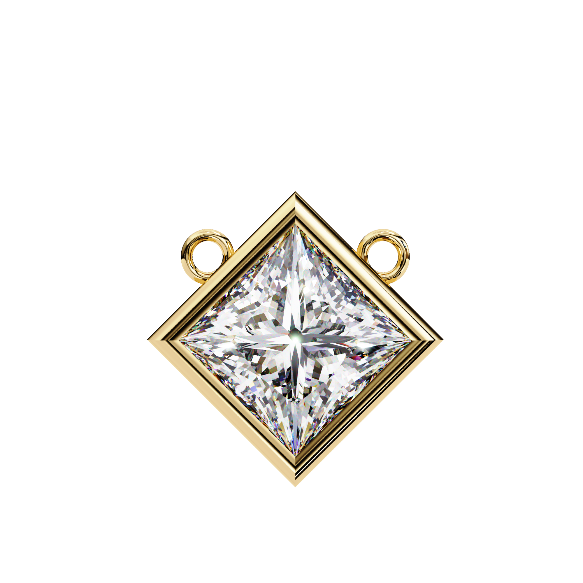 Princess-cut diamond encased in a sleek 18K Gold bezel