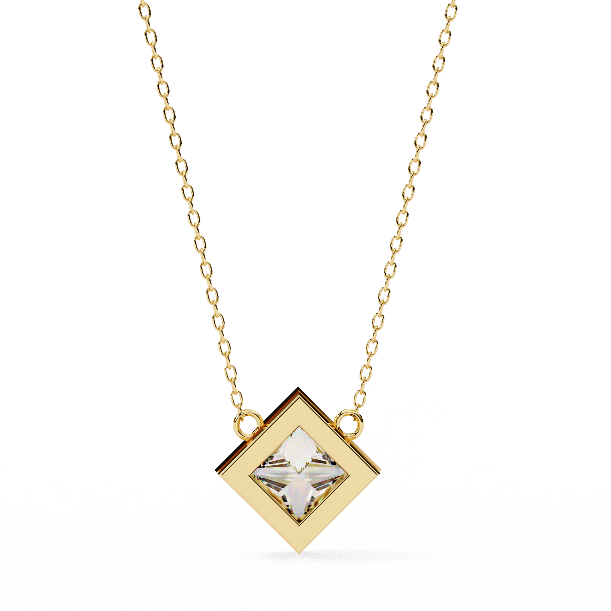 Princess-cut diamond encased in a sleek 18K Gold bezel