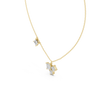 This pendant features a dynamic cluster of three Princess-cut diamonds meticulously arranged in an asymmetrical composition
