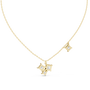 This pendant features a dynamic cluster of three Princess-cut diamonds meticulously arranged in an asymmetrical composition