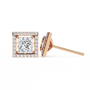 Rose gold diamond earring on a white background