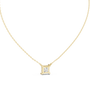 solitaire pendant showcases a spectacular Princess-cut diamond held in a secure four-prong setting