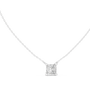 solitaire pendant showcases a spectacular Princess-cut diamond held in a secure four-prong setting