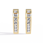 Gold hoop earrings with embedded diamonds on a white background